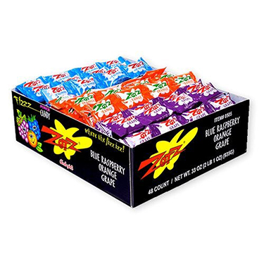 Zotz Fizz Power Candy Blue Raspberry Orange and Grape 48ct Box 