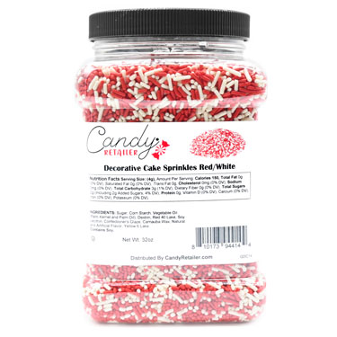 Candy Retailer Decorative Cake Sprinkles Red and White 32oz 