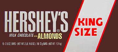 Hersheys Milk Chocolate with Almonds King Size 18ct Box 