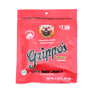 Grippos BBQ Beef Jerky 2.25oz Bag 